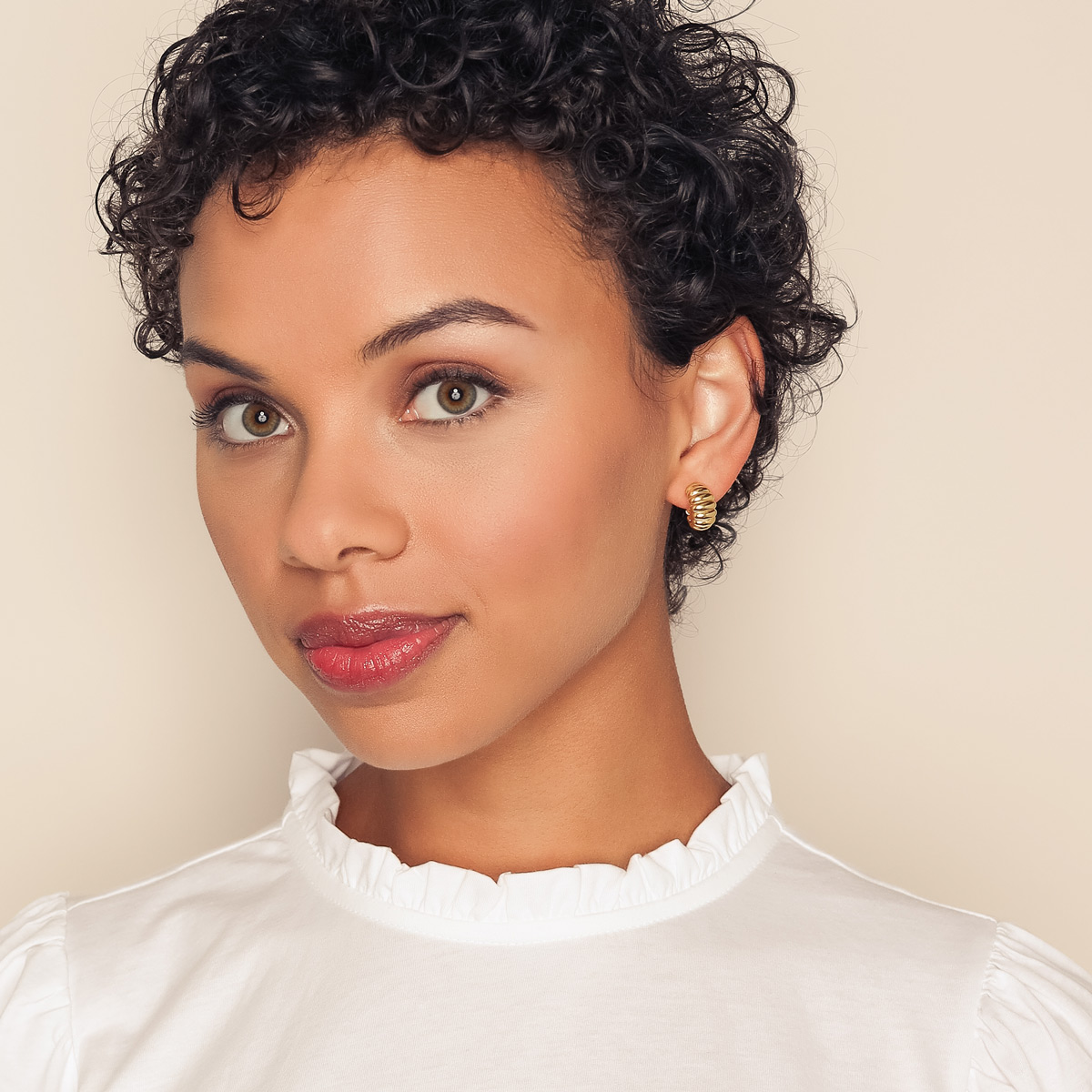 Yellow Gold Round Layered Open Hoop Earrings