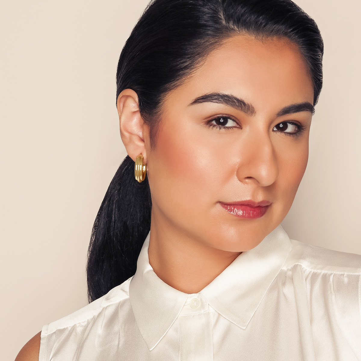 Yellow Gold Triple Hoop Earrings