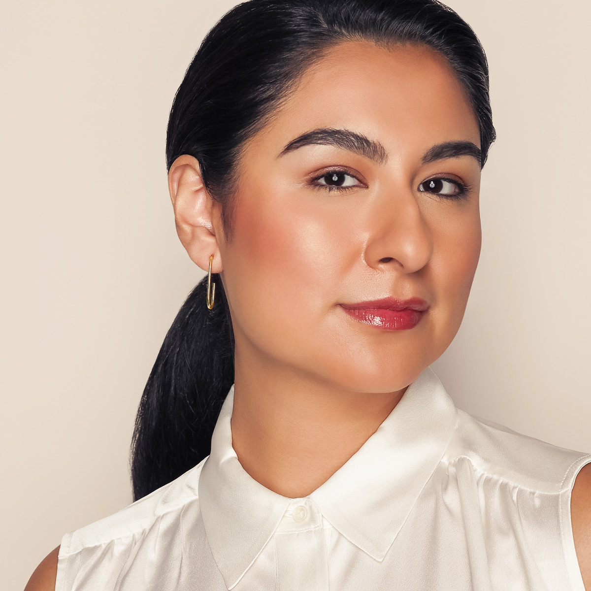 Yellow Gold Long J-Hoop Earrings