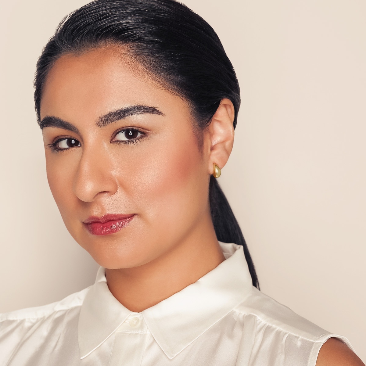 Yellow Gold Curved Teardrop Post Earrings