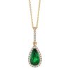 Pear Shaped Tsavorite Garnet & Diamond Halo Pendant in Yellow Gold
