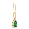 Pear Shaped Tsavorite Garnet & Diamond Halo Pendant in Yellow Gold