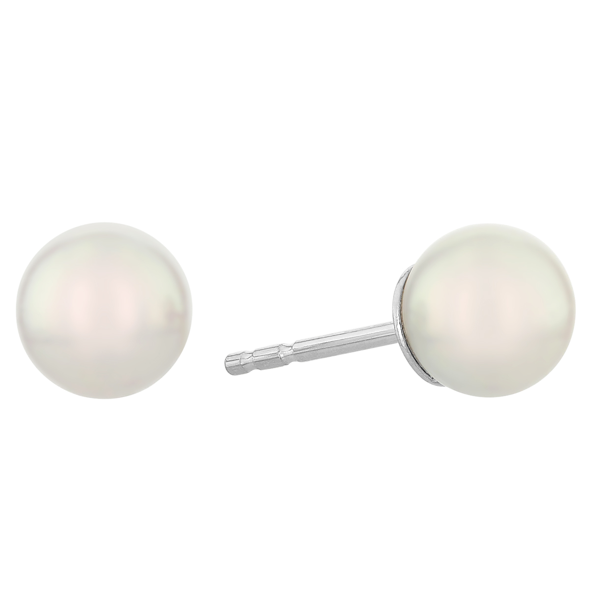 TARA Pearls Cultured Pearl Stud Earrings in White Gold, 6.5-7 mm