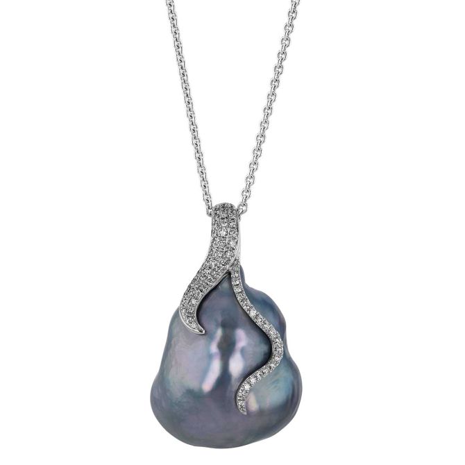 TARA Pearls South Sea Cultured Baroque Pearl & Diamond Pendant in White Gold, 24"