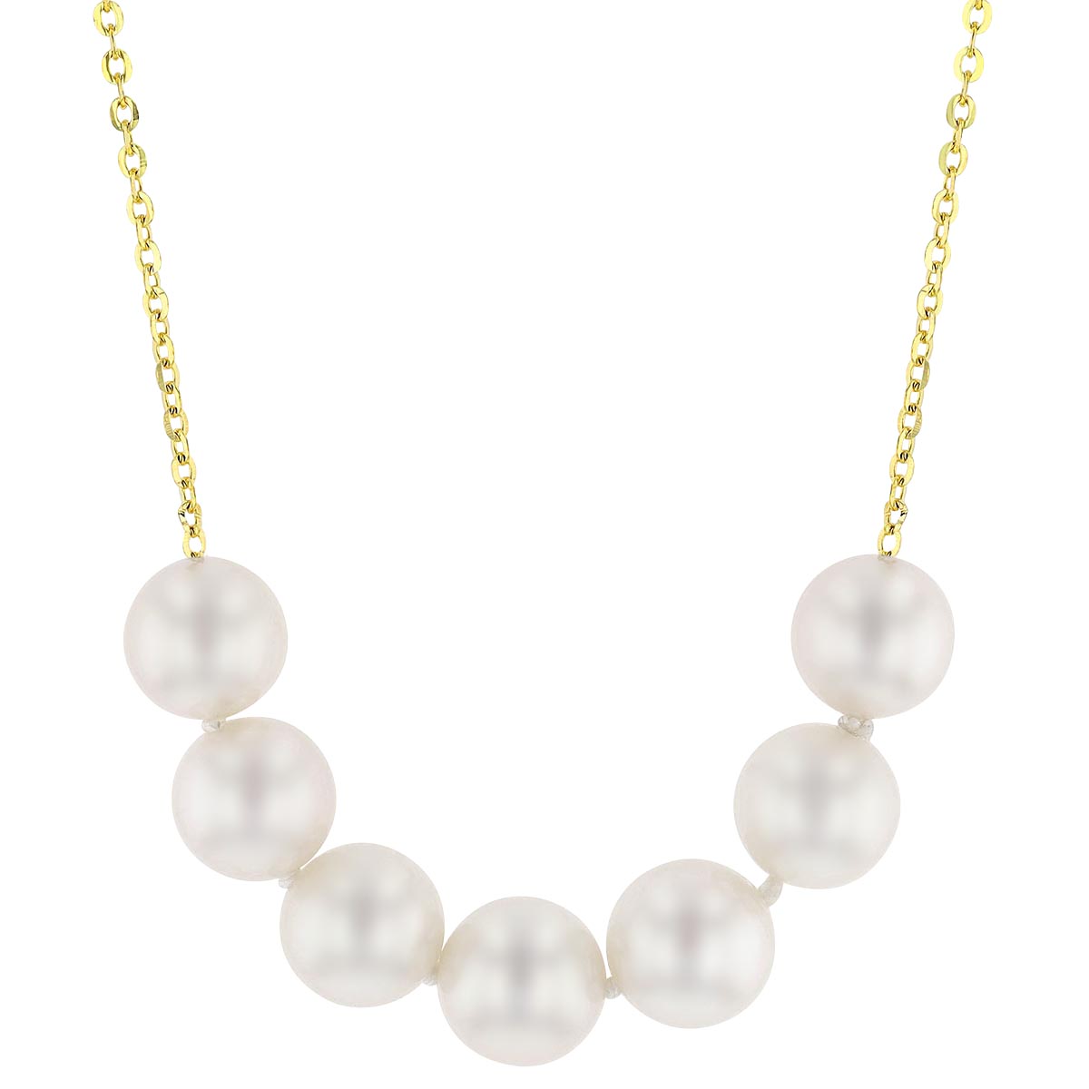 TARA Pearls 7 White Cultured Pearl Necklace in Yellow Gold, 18