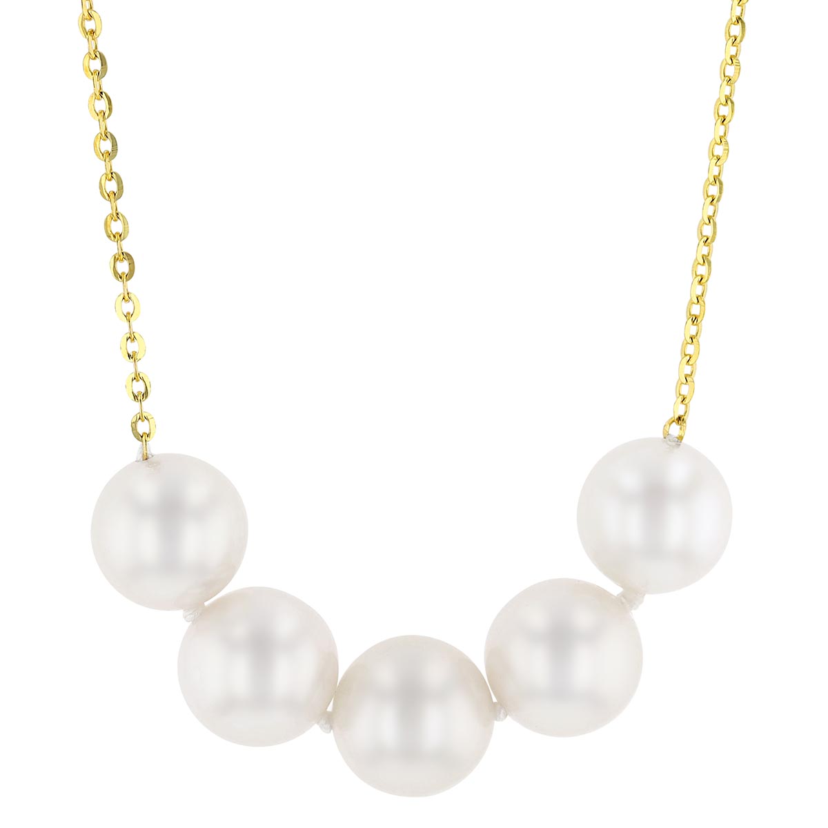 TARA Pearls 5 White Cultured Pearl Necklace in Yellow Gold, 18