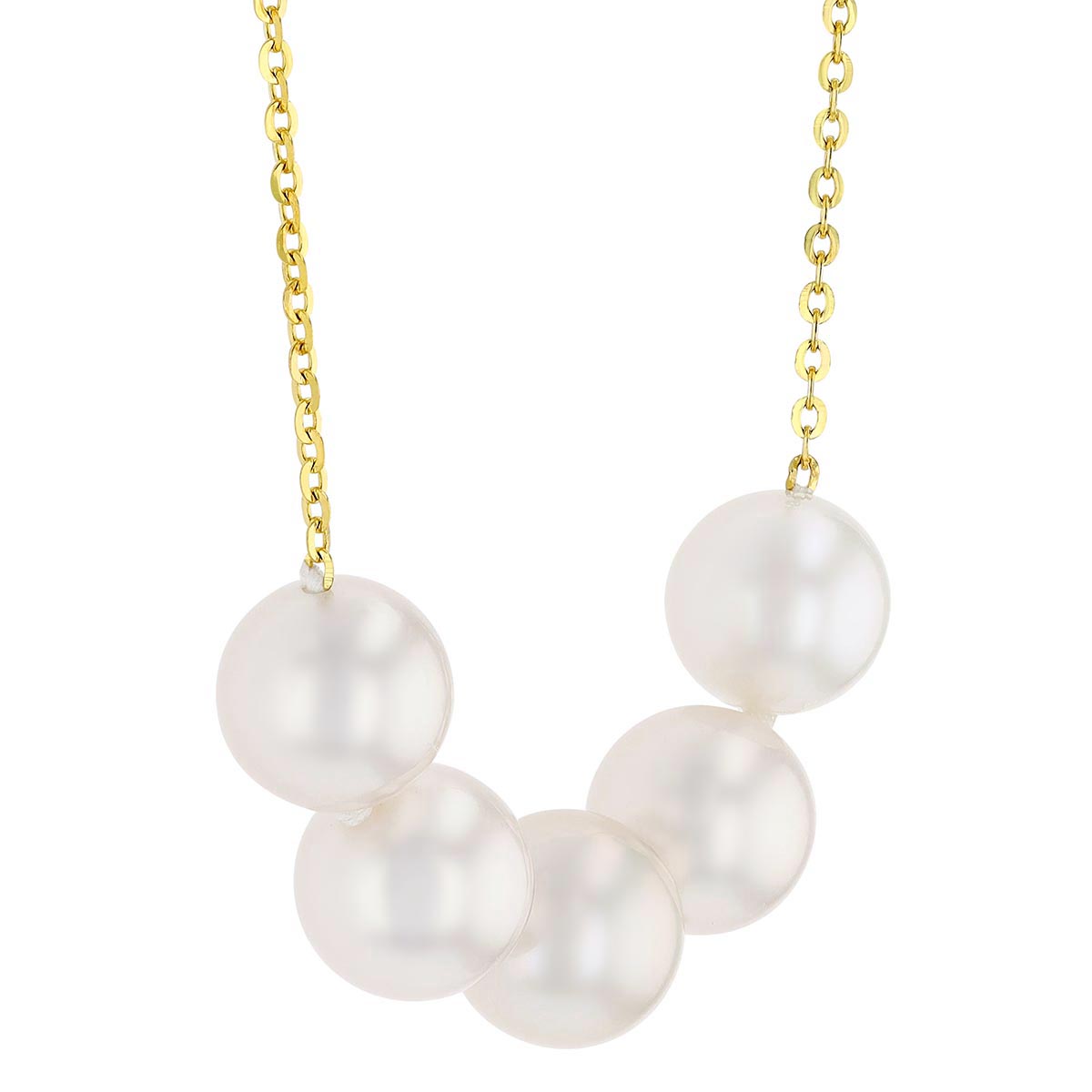 TARA Pearls 5 White Cultured Pearl Necklace in Yellow Gold, 18