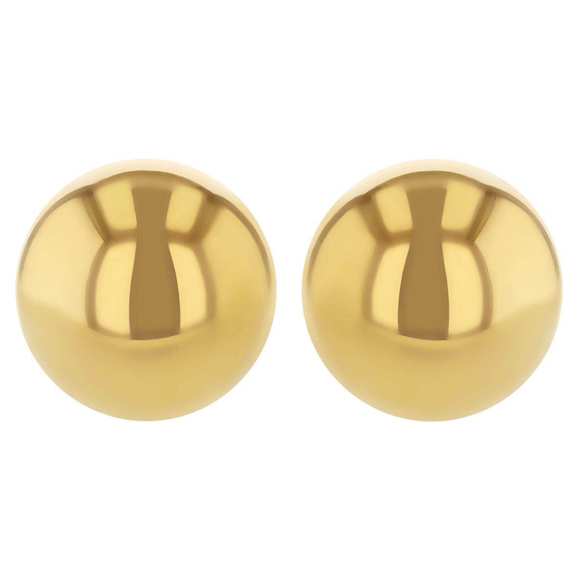 Yellow Gold Ball Stud Earrings, 8 mm