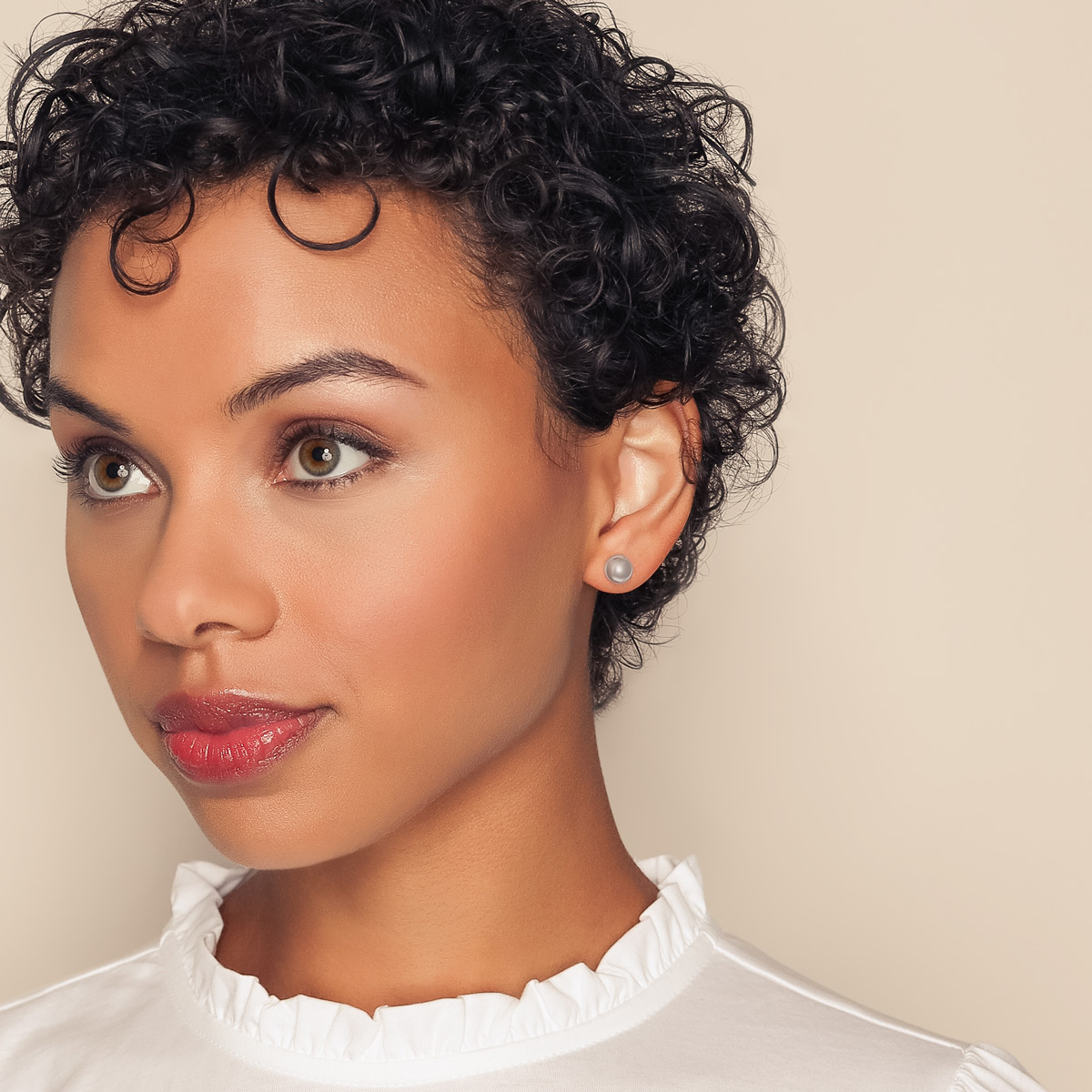 White Gold Ball Stud Earrings, 8 mm