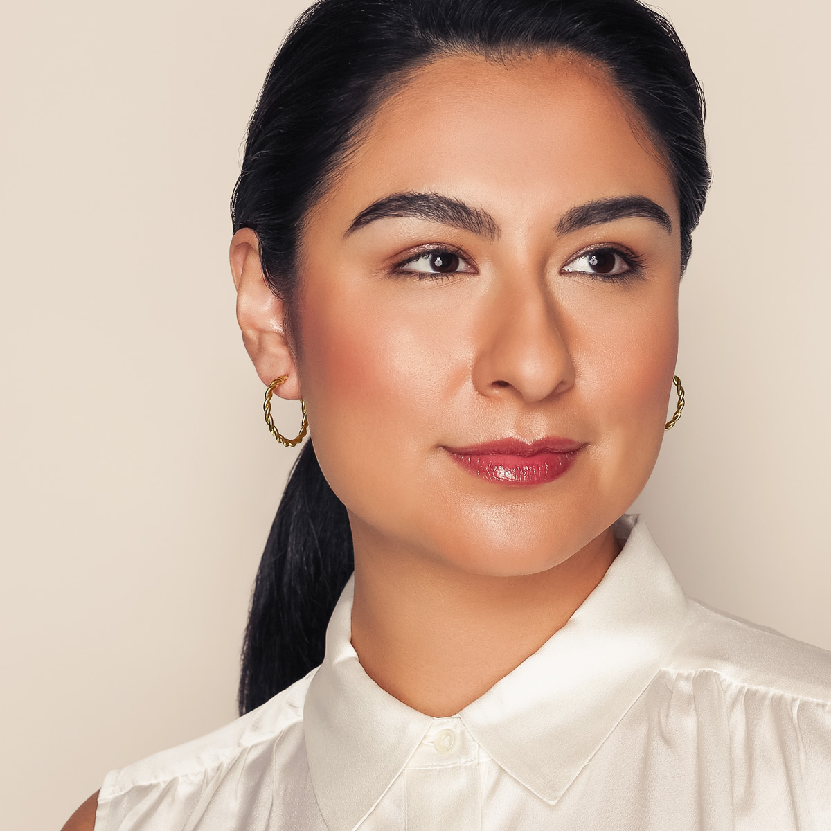 Yellow Gold Twisted Round Hoop Earrings, 30 mm