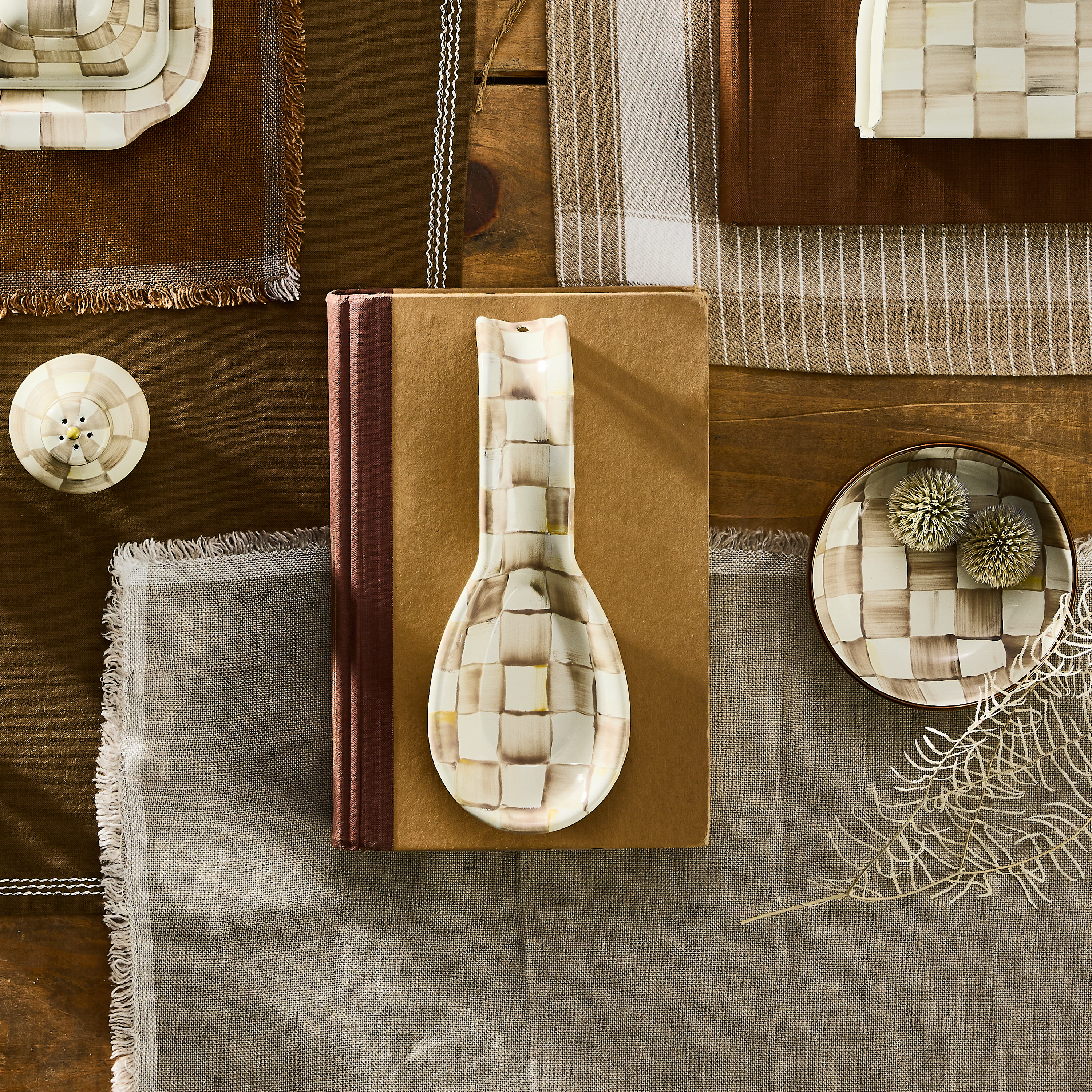 MacKenzie-Childs Mocha Check Spoon Rest
