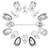Swarovski Matrix Pear Cut Brooch, White and Rhodium Plated