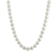 Akoya Cultured Pearl Strand, 7.5x8mm with White Gold & Diamond Clasp, 18" by TARA Pearls