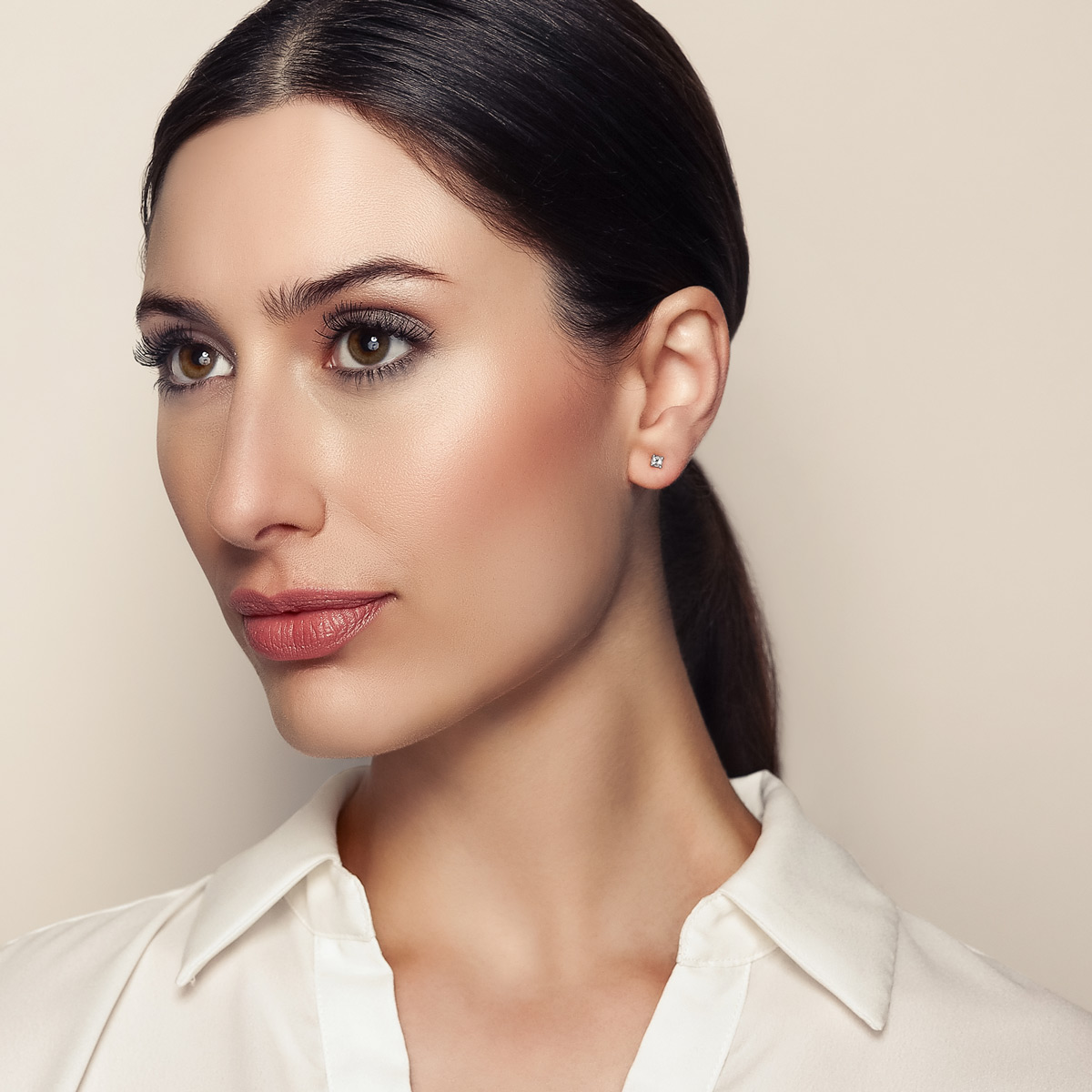 Princess Diamond Stud Earrings in White Gold, 0.25 cttw