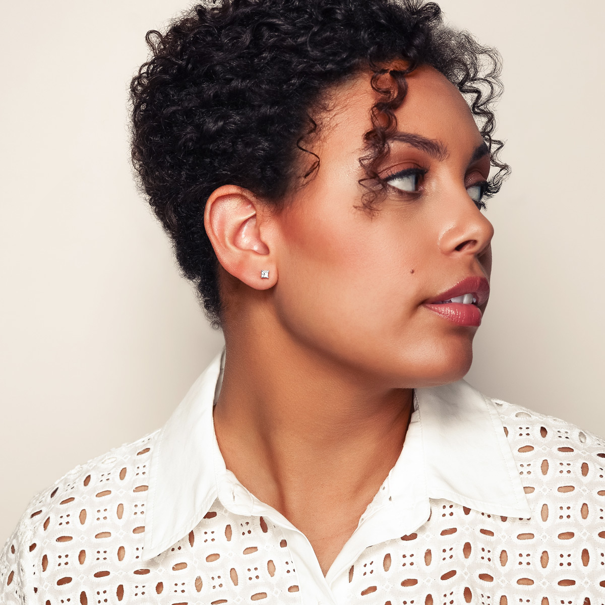 Platinum Princess Diamond Stud Earrings, 0.75cttw