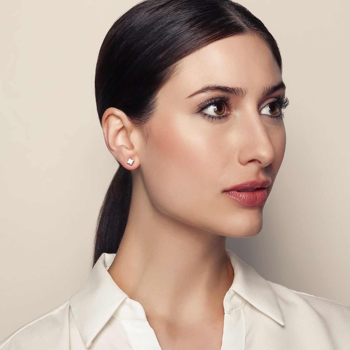 Platinum Princess Diamond Stud Earrings, 1.50cttw