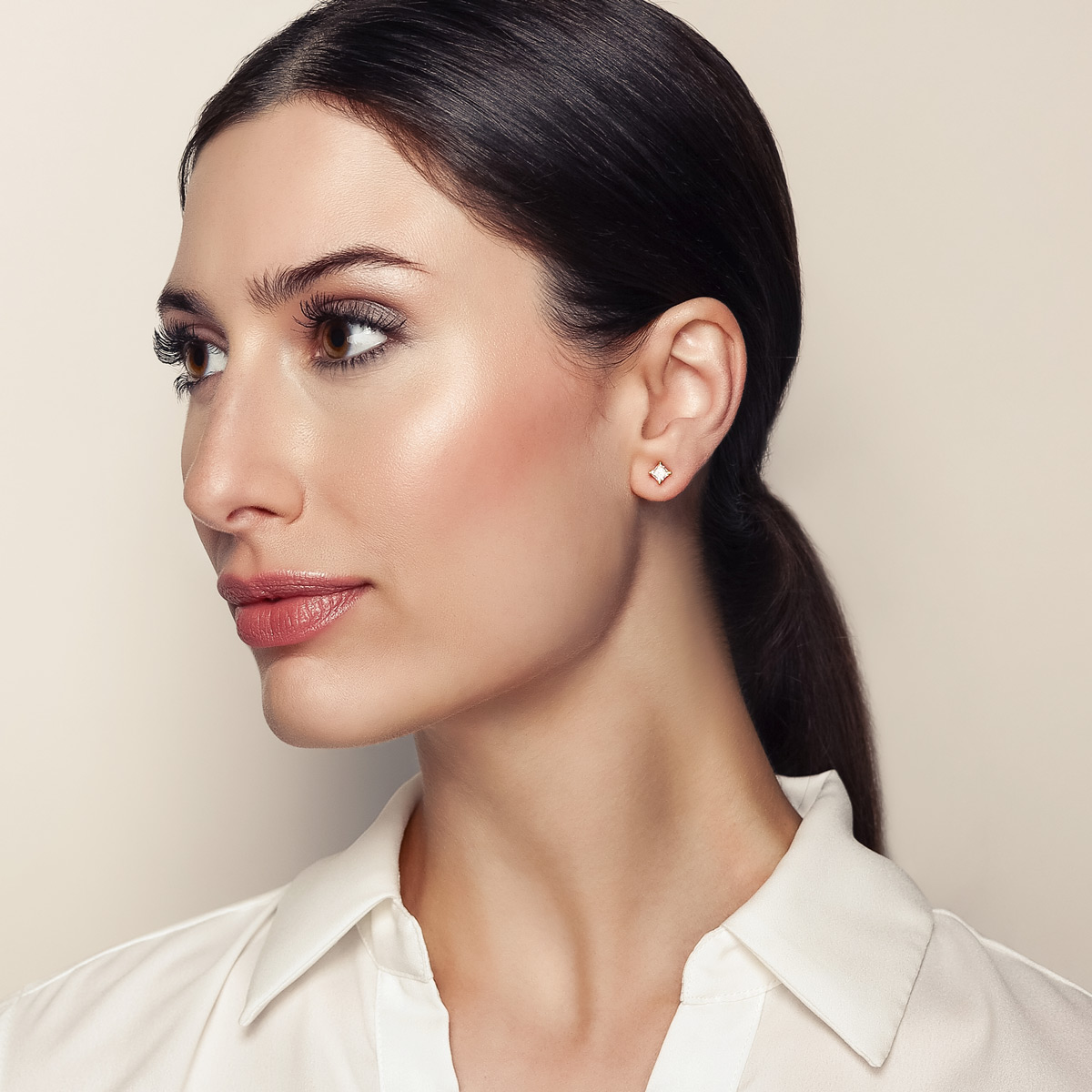 Princess Diamond Stud Earrings in Yellow Gold, 1.00 cttw