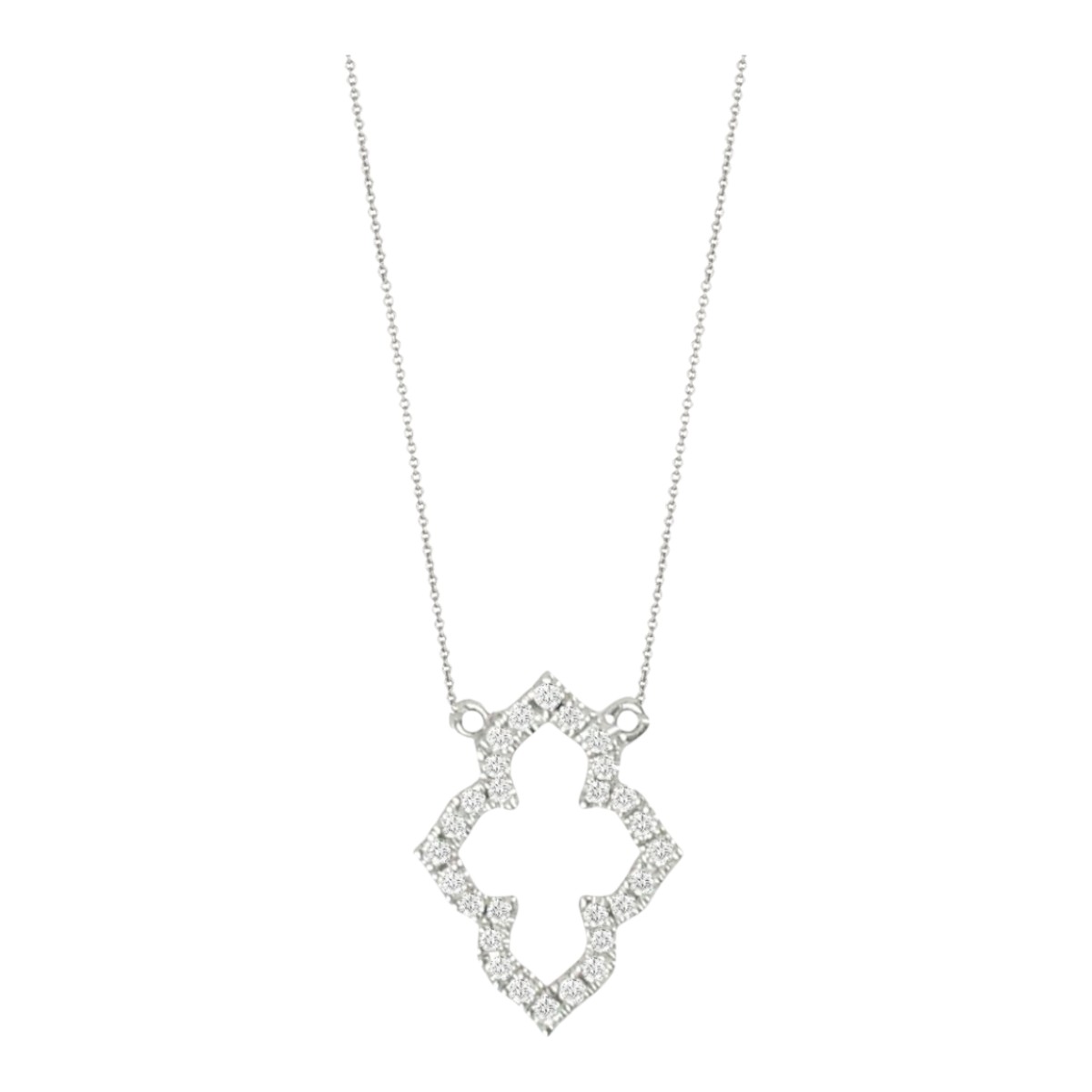 Doves Diamond Open Geometric Pendant in White Gold, 18