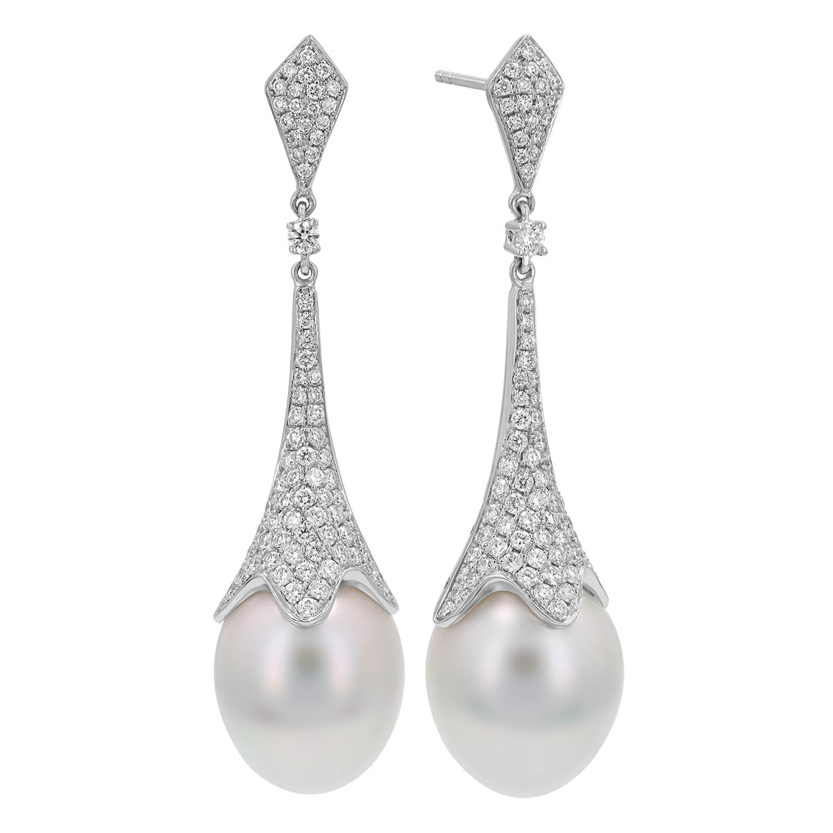TARA Pearls White South Sea Cultured Pearl & Diamond Dangle Earrings in White Gold
