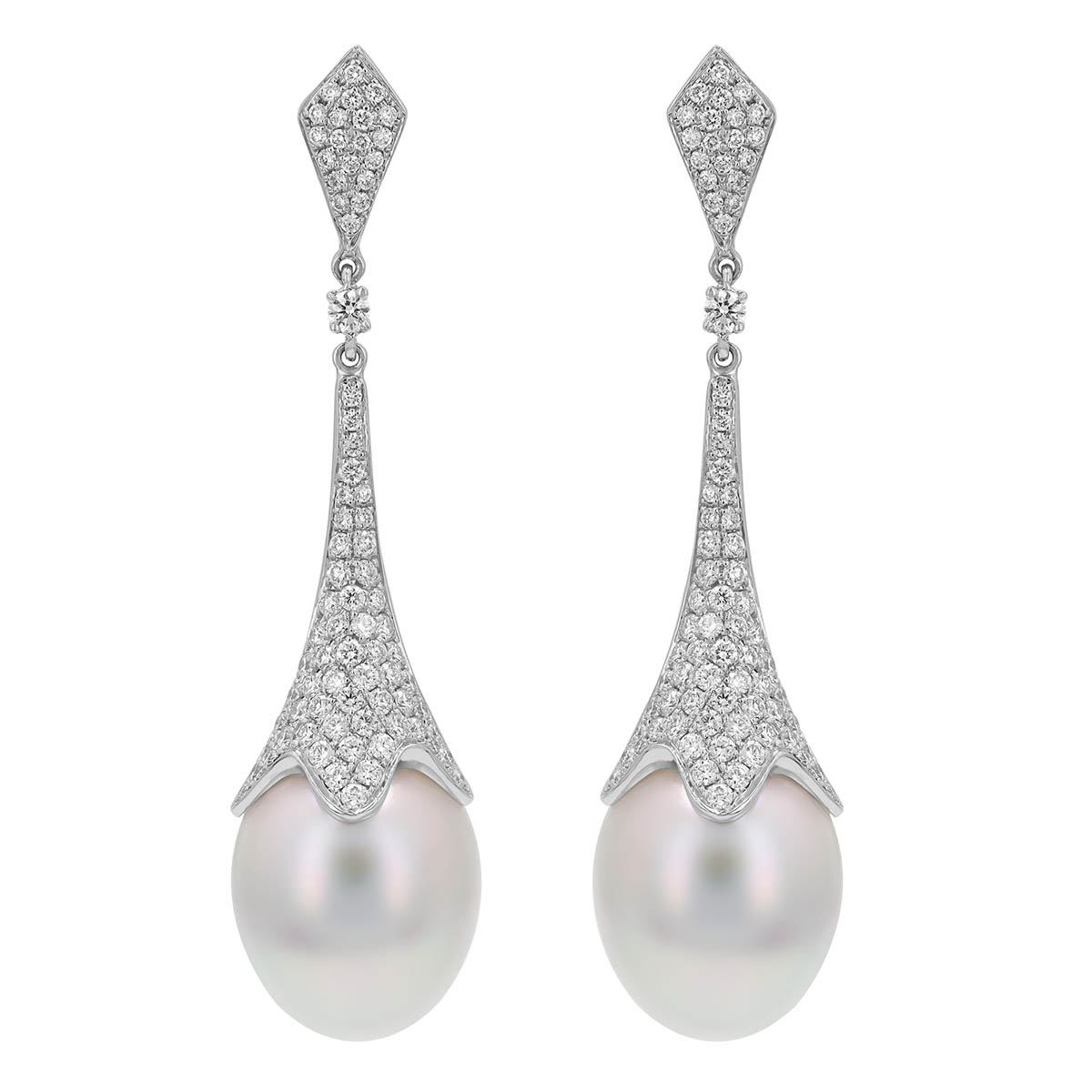 TARA Pearls White South Sea Cultured Pearl & Diamond Dangle Earrings in White Gold