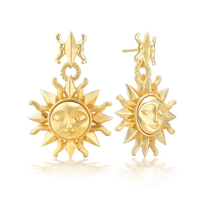 Capucine De Wulf Soleil Drop Earrings, Gold Plated