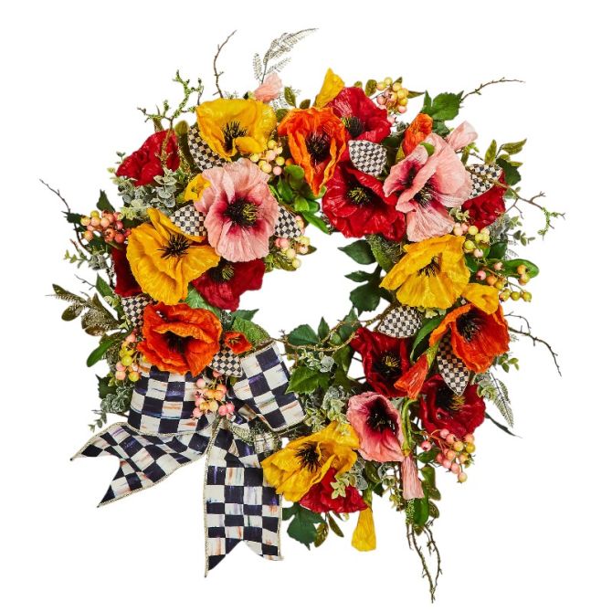 MacKenzie-Childs Courtly Poppy Wreath, 28"