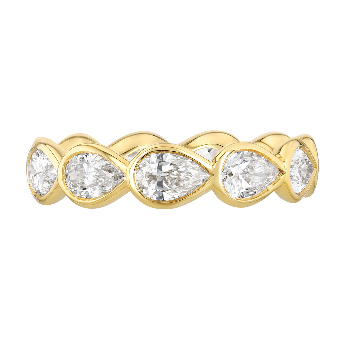 Rahaminov Bezel Set Pear Shape Diamond East-West Eternity Wedding Band in Yellow Gold