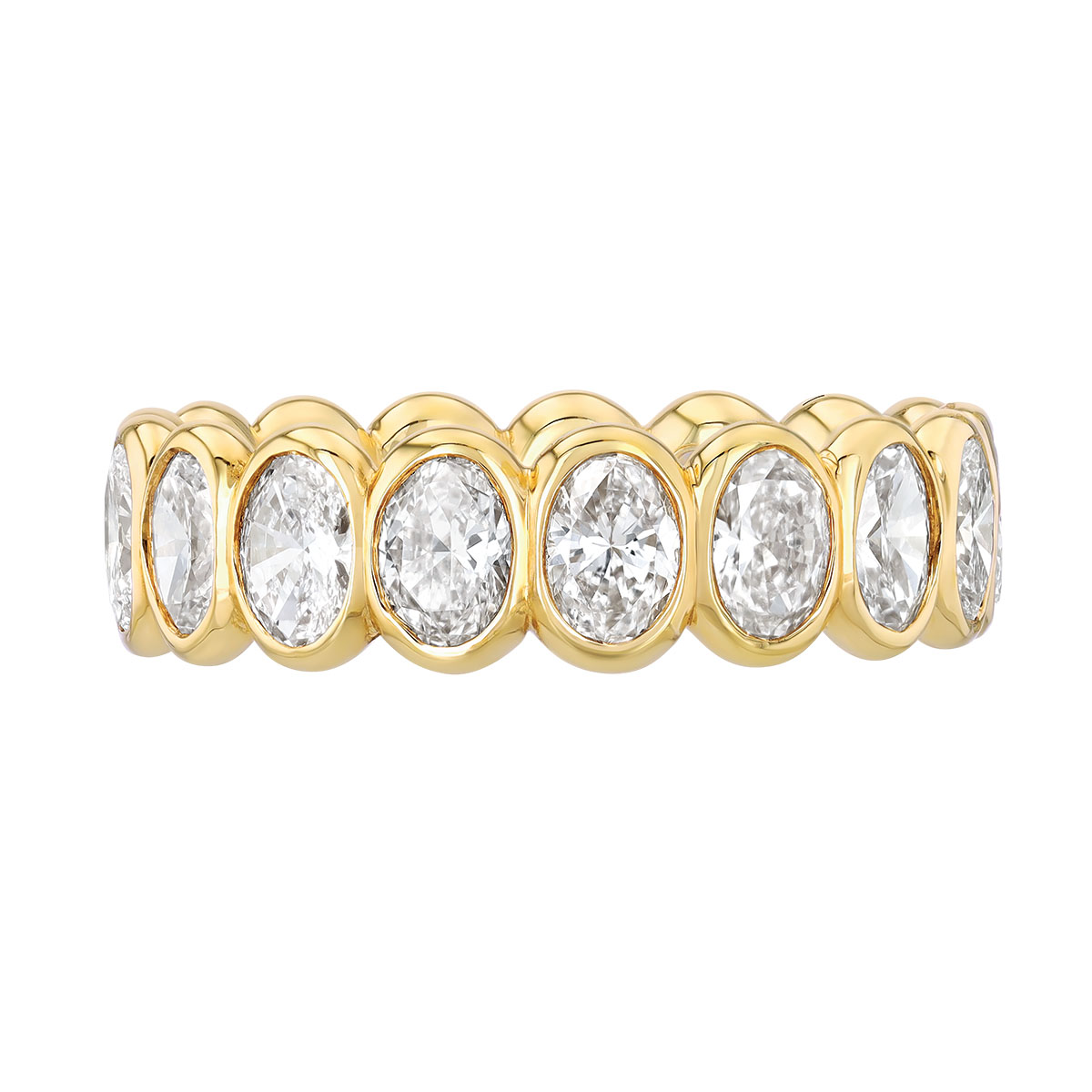 Rahaminov Bezel Set Oval Diamond Eternity Wedding Band in Yellow Gold