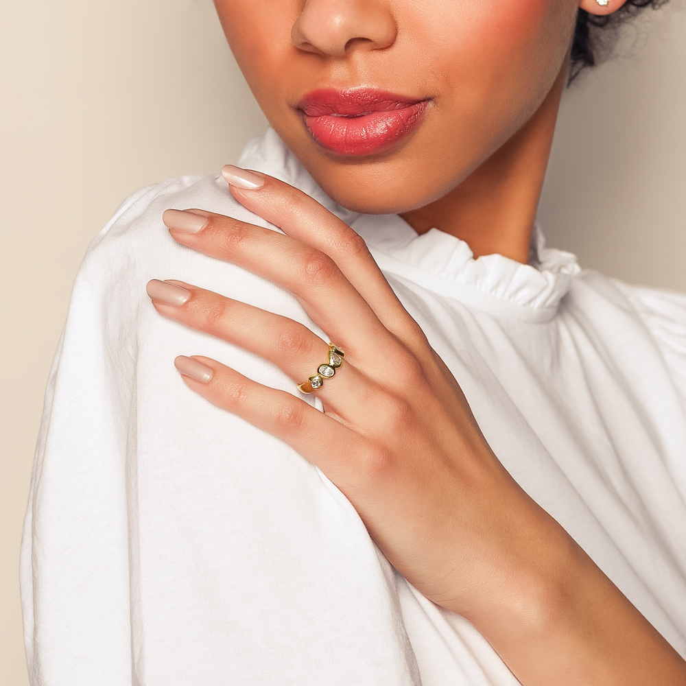 Christopher Designs Bezel Set Multi-Shape Diamond 5 Stone Wedding Band in Yellow Gold