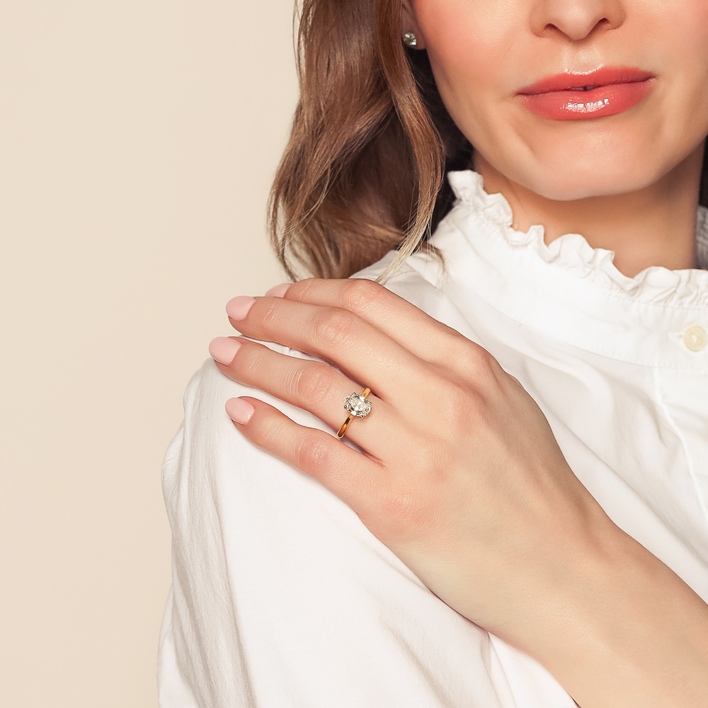 Oval Diamond & Hidden Halo Engagement Ring in Two Tone