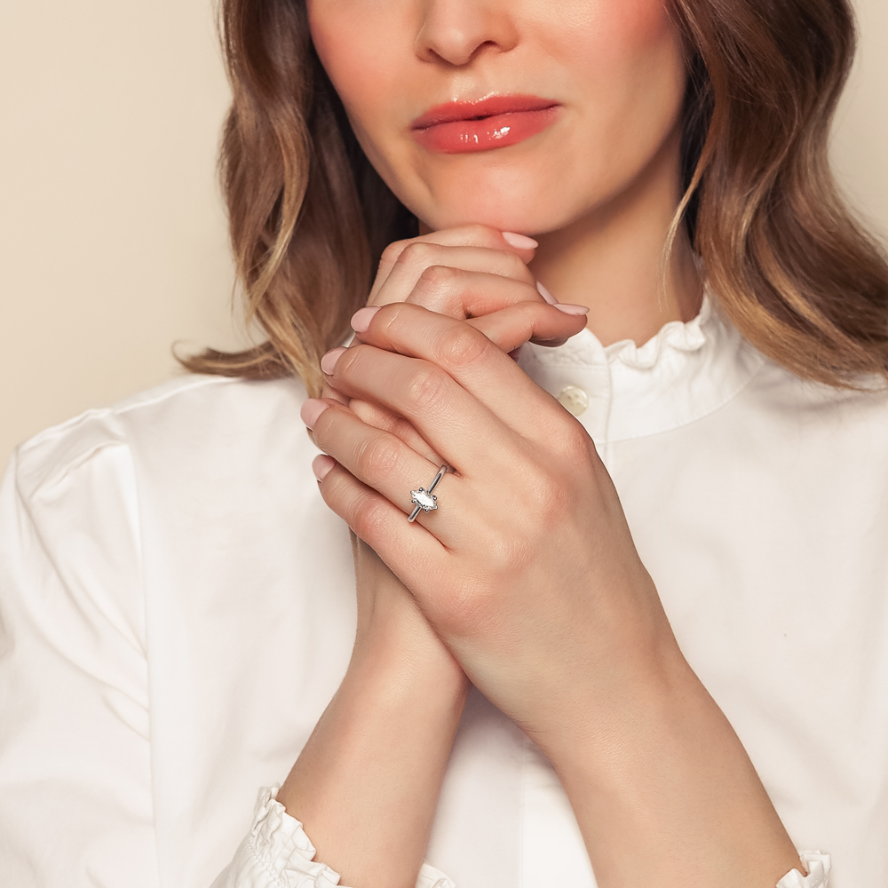 Marquise Diamond 6 Prong Solitaire Engagement Ring in White Gold