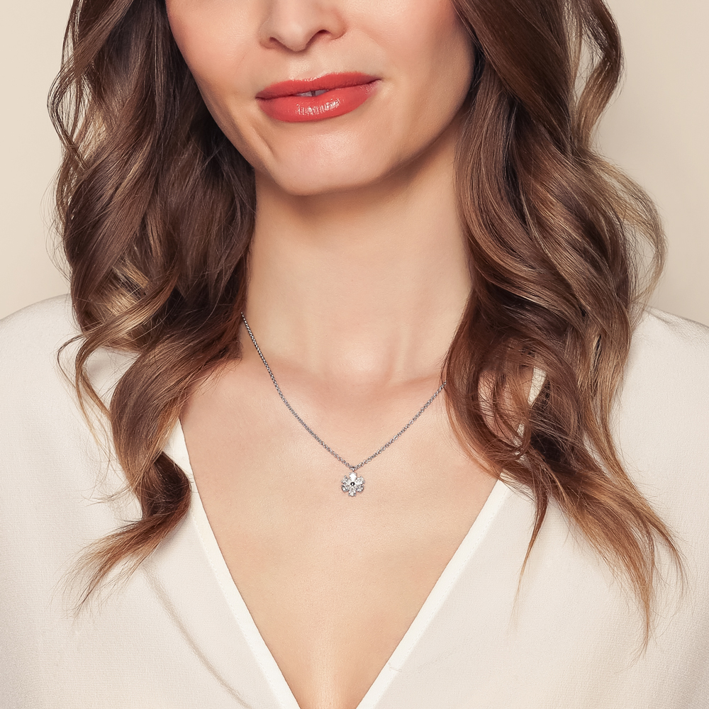 Rahaminov Pear Shape Diamond Cluster Flower Pendant in White Gold, 18