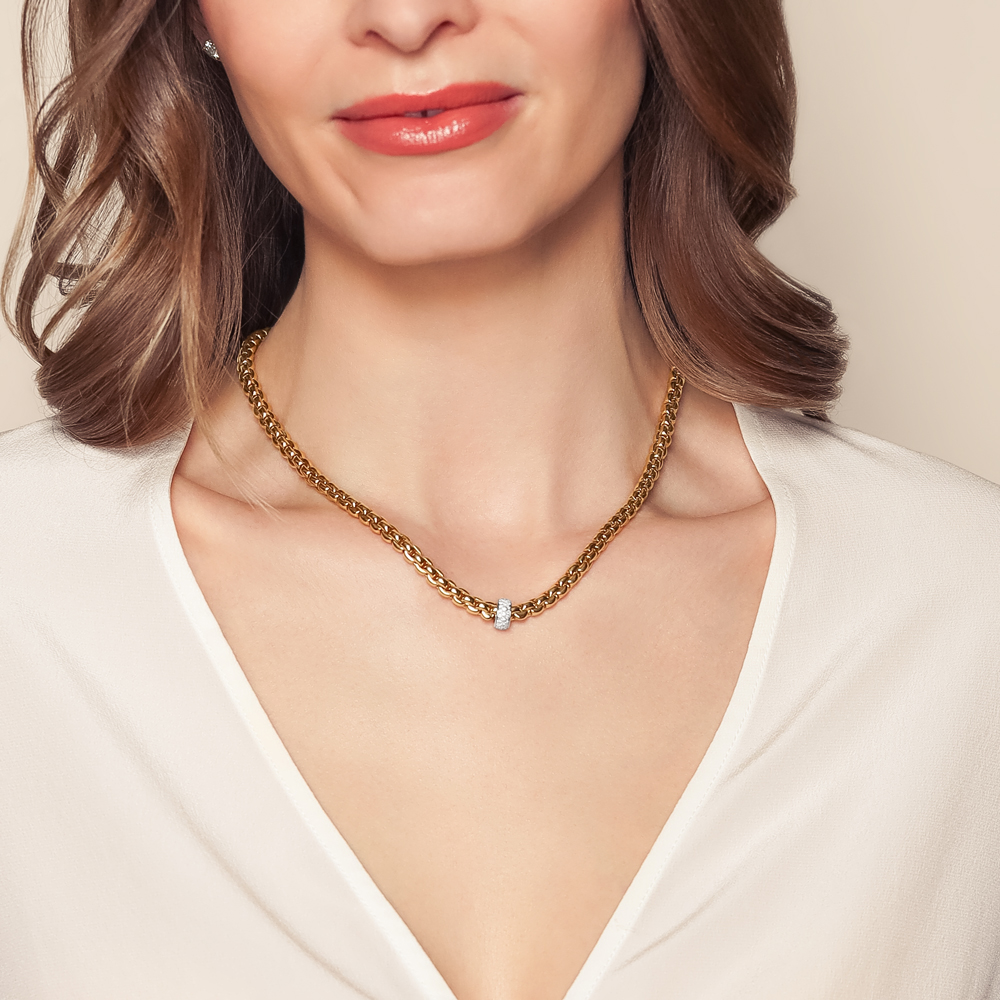 FOPE Eka Diamond Pavé Rondel Thick Choker Necklace in Two Tone