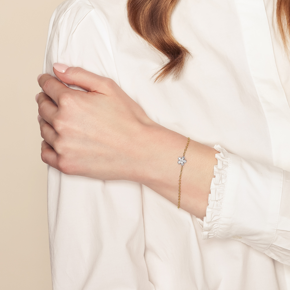 Phillips House Mini Diamond Pave Forget-Me-Not Bracelet in Yellow Gold, 7