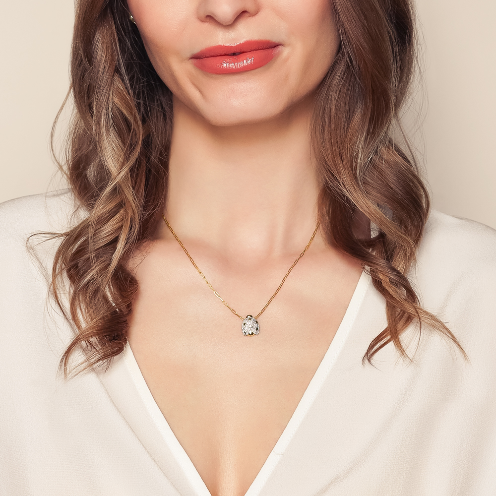 Phillips House Symphony Petite Diamond Pave Ladybug Necklace in Yellow Gold, 18