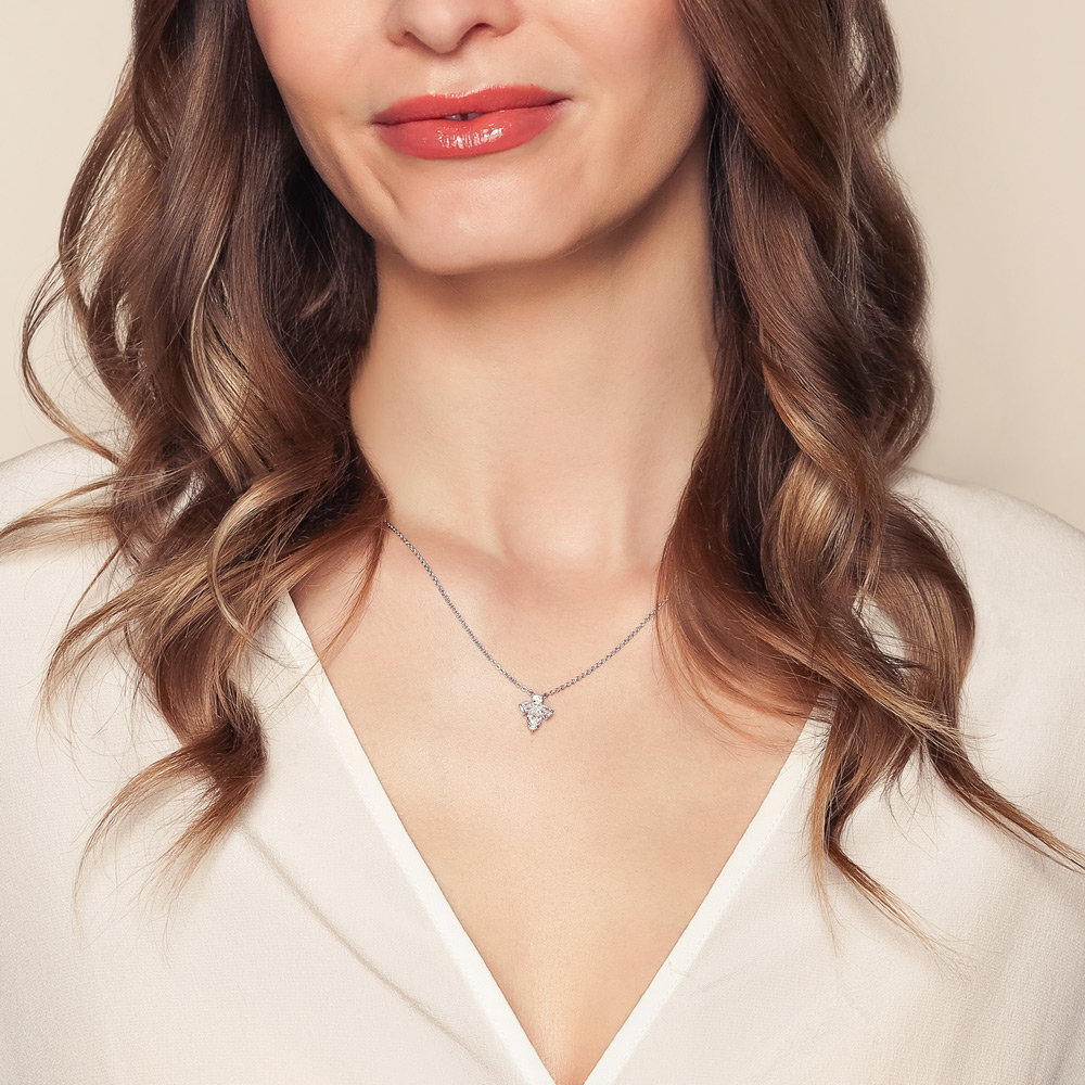 Christopher Designs Multi-Shape Diamond Bee Pendant in White Gold