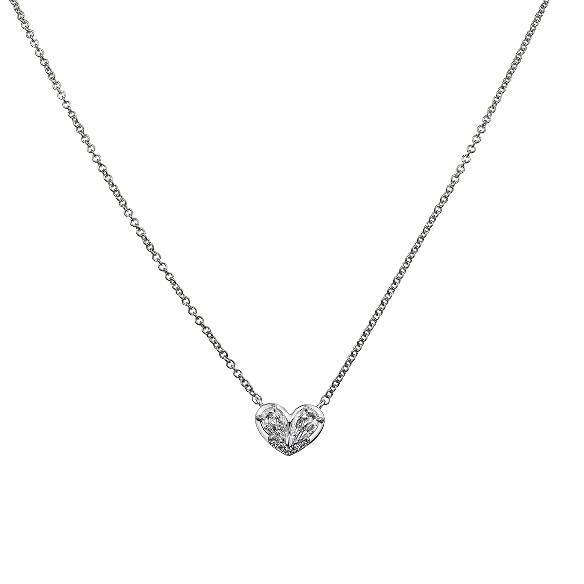 Christopher Designs Crisscut L'Amour Pear & Round Diamond Heart Pendant in White Gold
