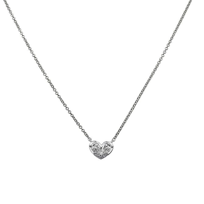 Christopher Designs Crisscut L'Amour Pear & Round Diamond Heart Pendant in White Gold