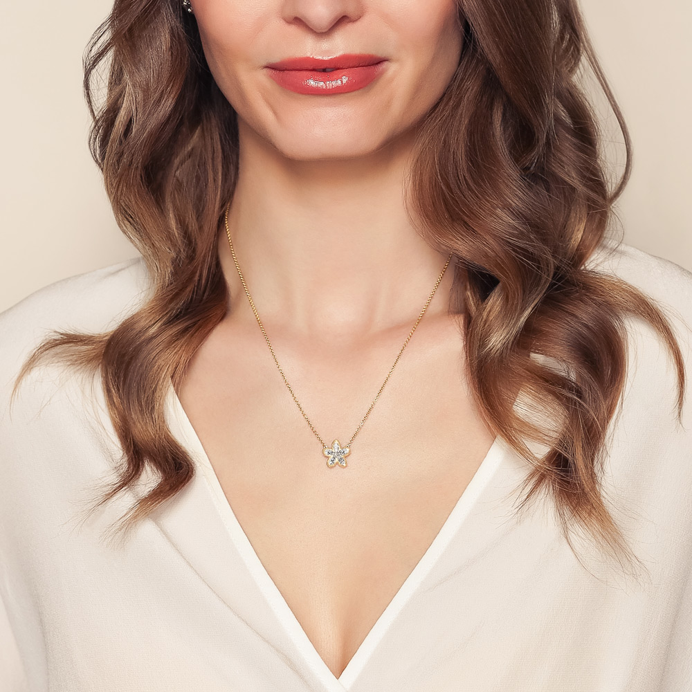 Christopher Designs Crisscut L'Amour Pear Shape Diamond Flower Pendant in Yellow Gold