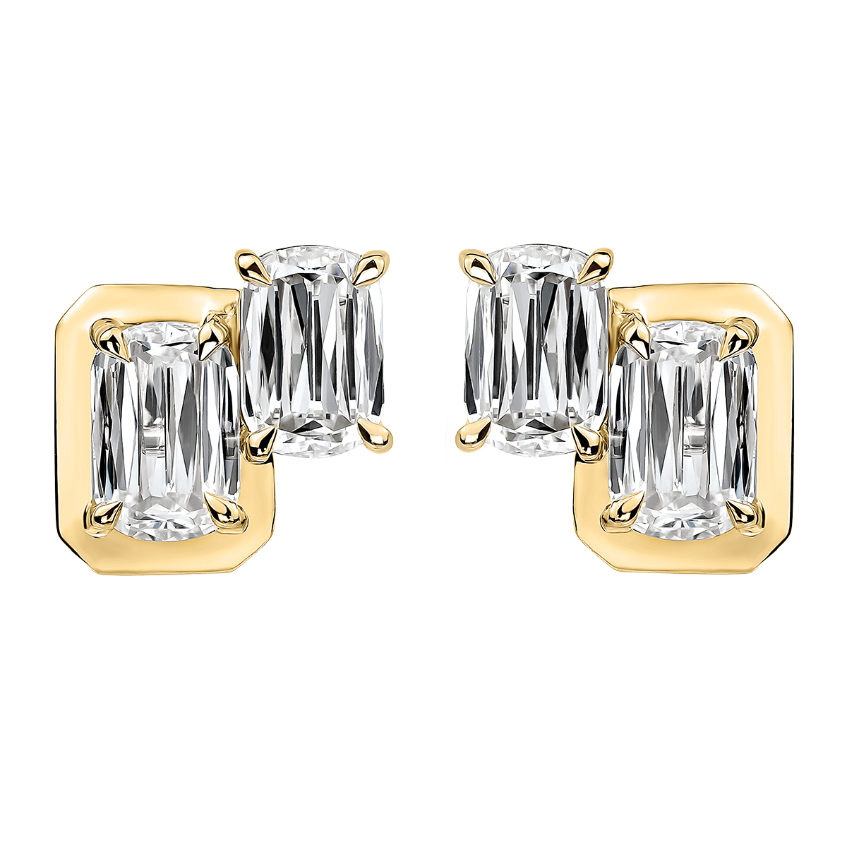 Christopher Designs Crisscut L'Amour Diamond Duo Stud Earrings in Yellow Gold