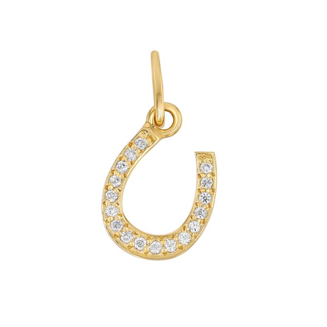 Marika Diamond Horseshoe Charm in Yellow Gold