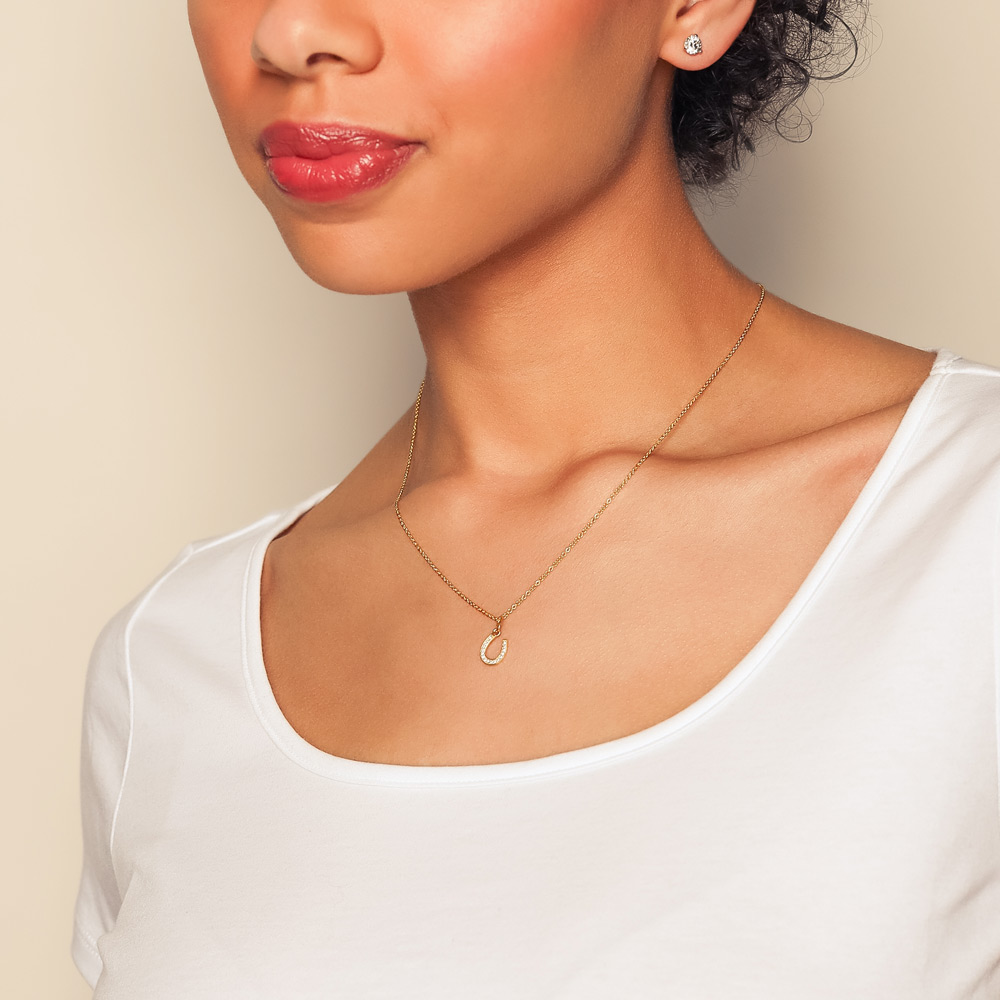 Marika Diamond Horseshoe Charm in Yellow Gold