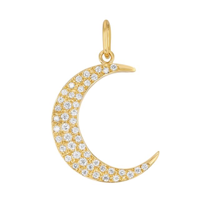 Marika Diamond Pave Crescent Moon Charm in Yellow Gold