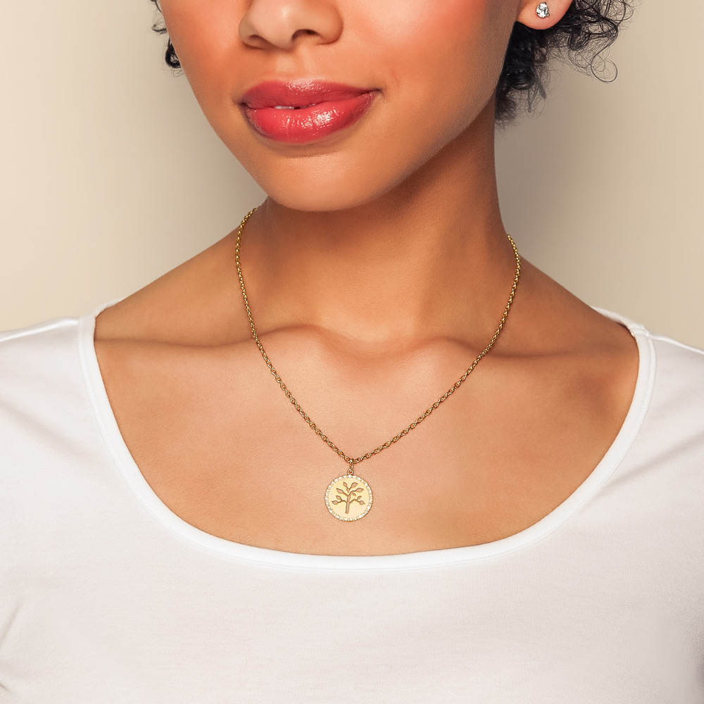 Marika Diamond Tree Cutout Disc Charm in Yellow Gold