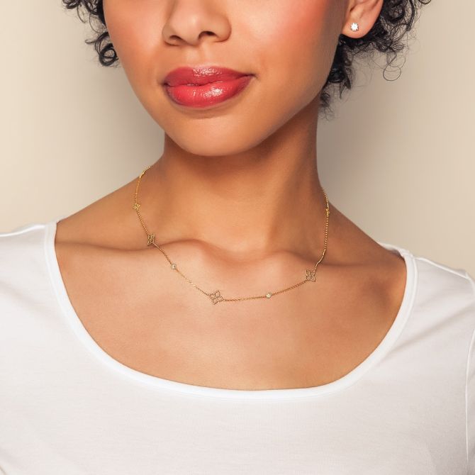 Coin Jewelry Roberto Coin 18k Gold Diamond Station Necklace