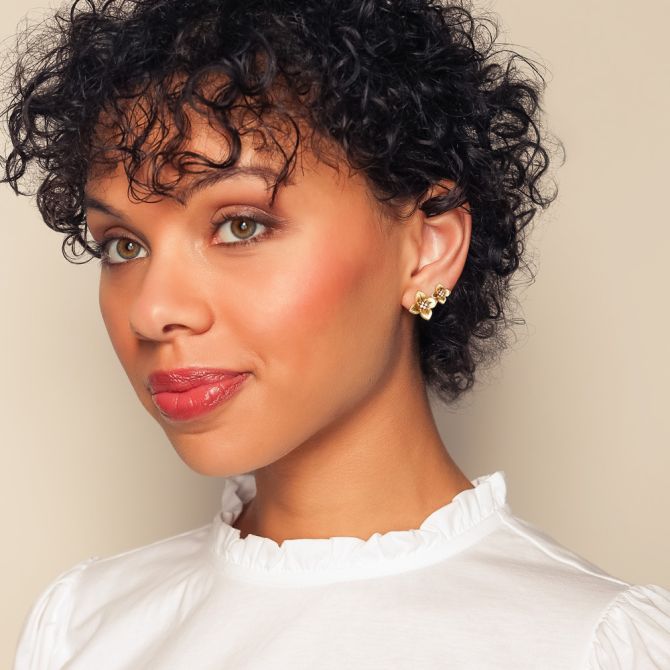 Roberto Coin Aurora Diamond Flower Duo Climber Earrings in Two Tone