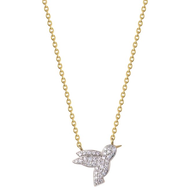 Phillips House Symphony Diamond Pave Petite Hummingbird Pendant in Two Tone