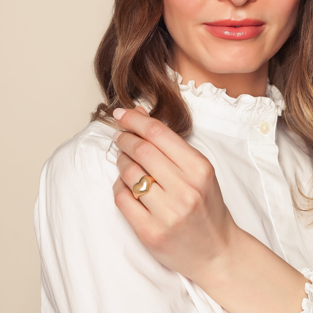 Yellow Gold Puff Heart Ring