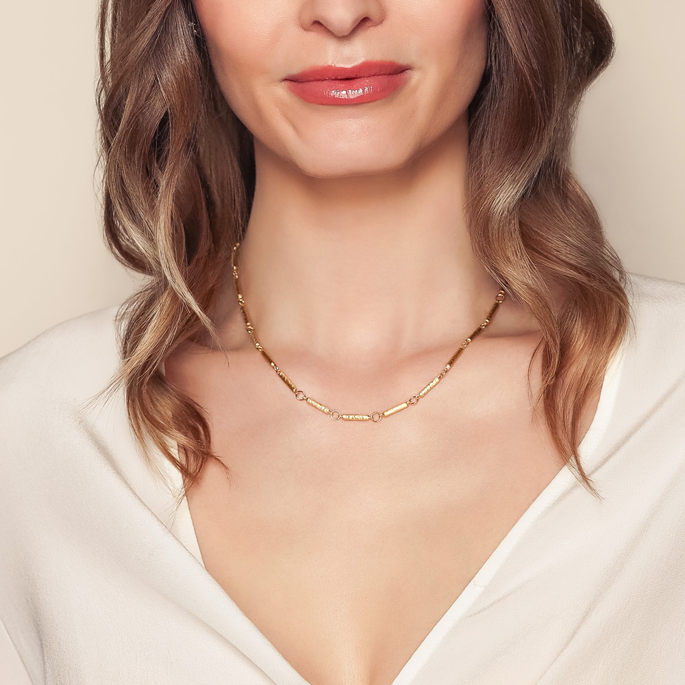 Marika Yellow Gold Bar Chain & Charm Link Necklace, 17