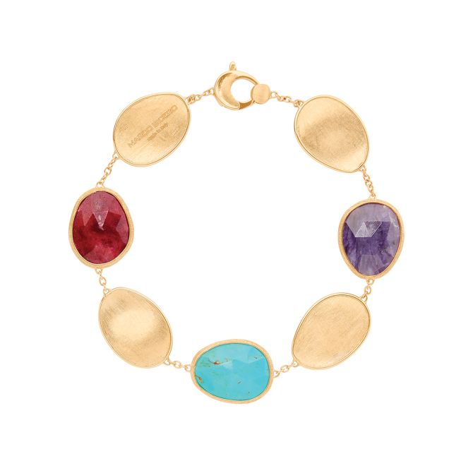 Marco Bicego Lunaria Bezel Set Mixed Gemstone Station Bracelet in Yellow Gold, 7.25"